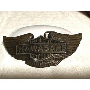 Kawasaki Motorcycle Wings Belt Buckle 41/2 " Brass Solid Great Gift